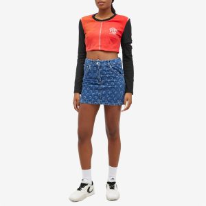 Marine Serre Regenerated Graphic Cropped Long Sleeve Top