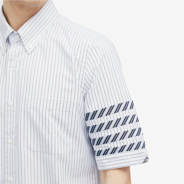 Thom Browne 4-Bar Tricolour Short Sleeve Button Down Shirt