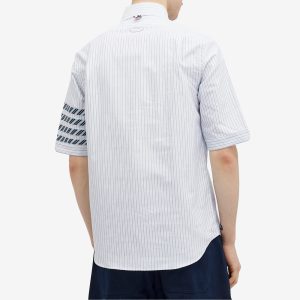 Thom Browne 4-Bar Tricolour Short Sleeve Button Down Shirt