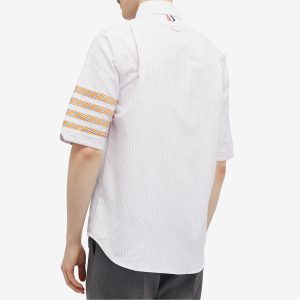 Thom Browne 4-Bar Tricolour Short Sleeve Button Down Shirt