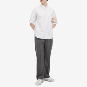 Thom Browne 4-Bar Tricolour Short Sleeve Button Down Shirt