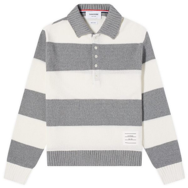 Thom Browne Rugby Stripe Knitted Polo Shirt