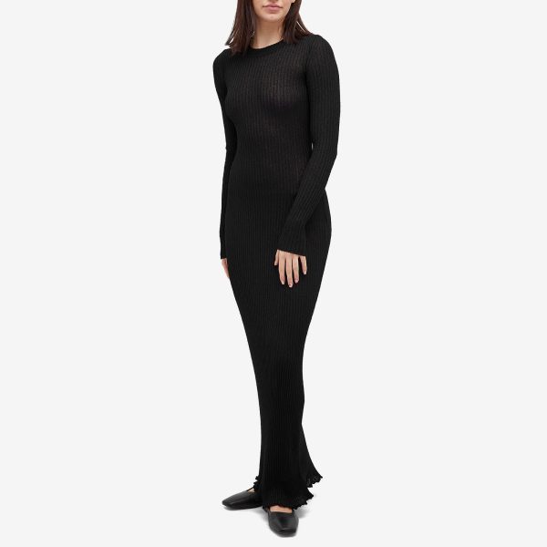 AMI Paris Ribbed Long Sleeve Maxi Dress