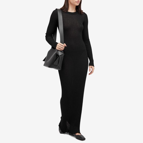 AMI Paris Ribbed Long Sleeve Maxi Dress