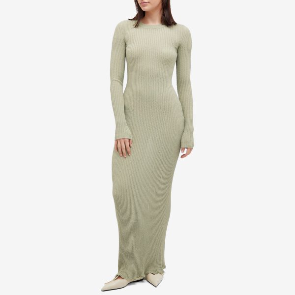 AMI Paris Ribbed Long Sleeve Maxi Dress