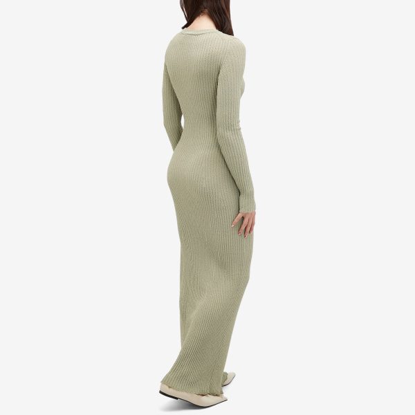 AMI Paris Ribbed Long Sleeve Maxi Dress