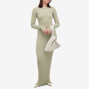 AMI Paris Ribbed Long Sleeve Maxi Dress