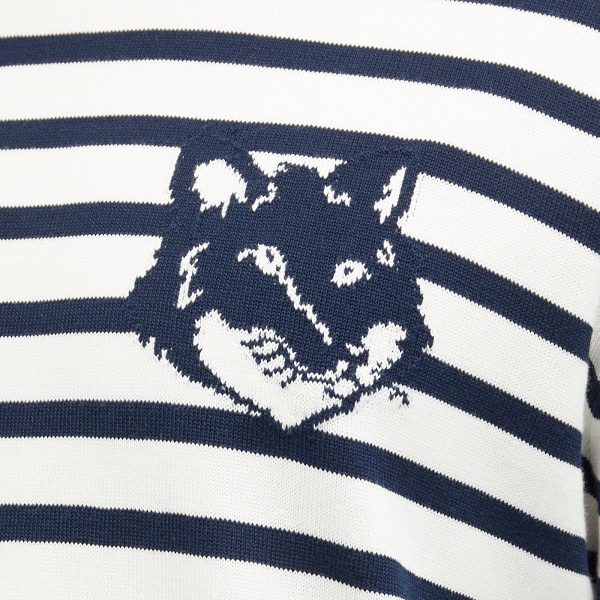 Maison Kitsuné Fox Head Intarsia Stripe Sweat