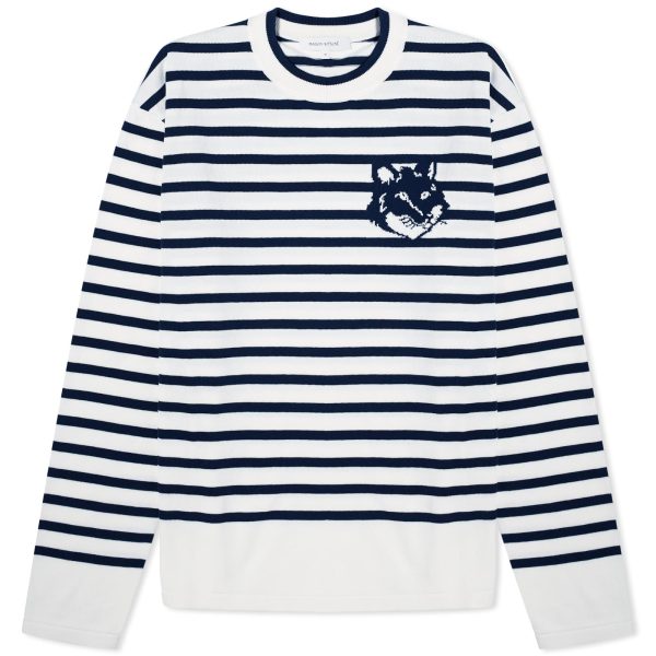 Maison Kitsuné Fox Head Intarsia Stripe Sweat