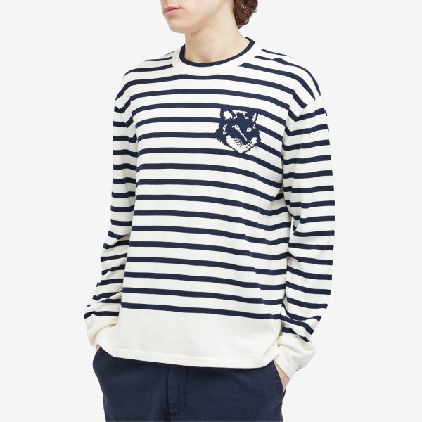 Maison Kitsuné Fox Head Intarsia Stripe Sweat