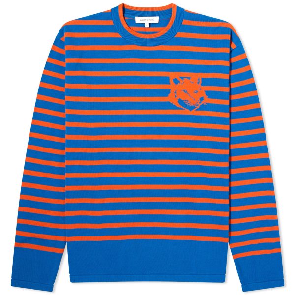 Maison Kitsuné Fox Head Intarsia Stripe Sweat