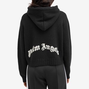 Palm Angels Curved Logo Knit Hoodie