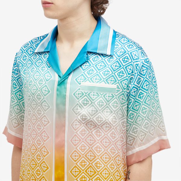 Casablanca Diamond Monogram Short Sleeve Silk Shirt