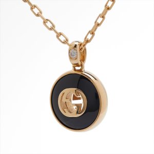 Gucci Interlocking G Diamond & Onyx Necklace