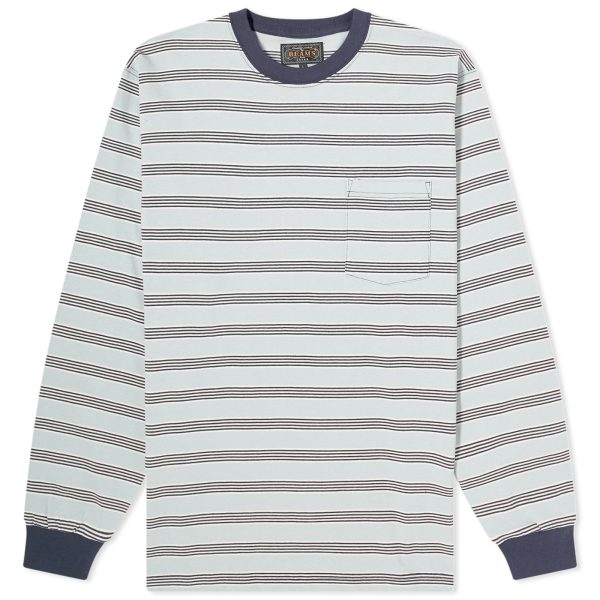 Beams Plus Long Sleeve Multi Stripe Pocket T-Shirt