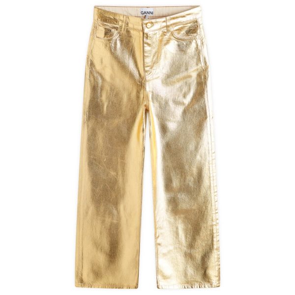 GANNI Foil Denim Wide Jeans