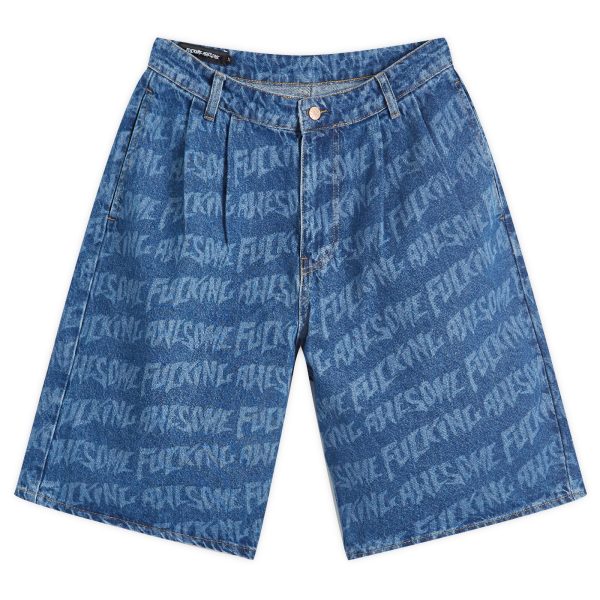 Fucking Awesome Baggy Pleated Denim Laser Shorts