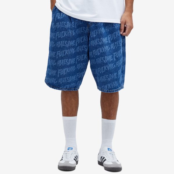 Fucking Awesome Baggy Pleated Denim Laser Shorts