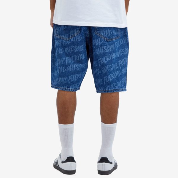 Fucking Awesome Baggy Pleated Denim Laser Shorts