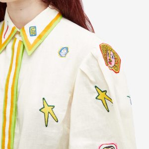 Alemais Checkers Embroidered Shirt Dress