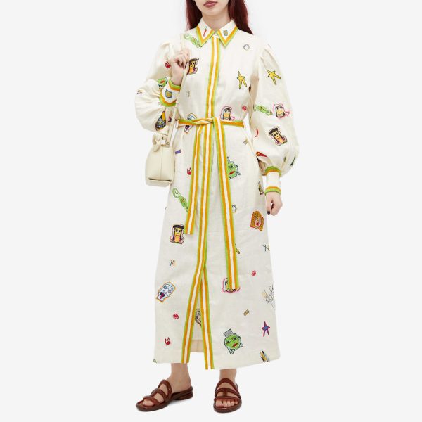 Alemais Checkers Embroidered Shirt Dress