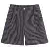 DONNI. Linen Stripe Pleated Short