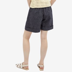 DONNI. Linen Stripe Pleated Short