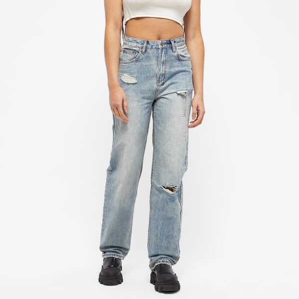 Ksubi Playback Distressed Relaxed Straight High Rise Jeans