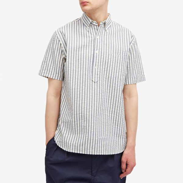 Beams Plus Button Down Popover Short Sleeve Seersucker Shirt