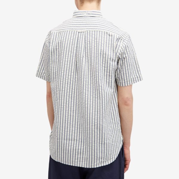 Beams Plus Button Down Popover Short Sleeve Seersucker Shirt