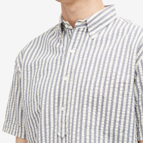 Beams Plus Button Down Popover Short Sleeve Seersucker Shirt