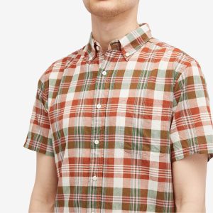 Beams Plus Button Down Short Sleeve Madras Shirt