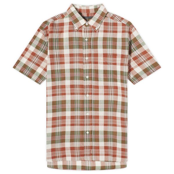 Beams Plus Button Down Short Sleeve Madras Shirt