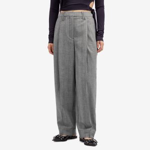 GANNI Herringbone Suiting Relaxed Pleated Pants