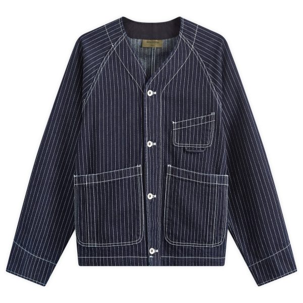 Uniform Bridge Stripe Denim Pocket Cardigan Jacket