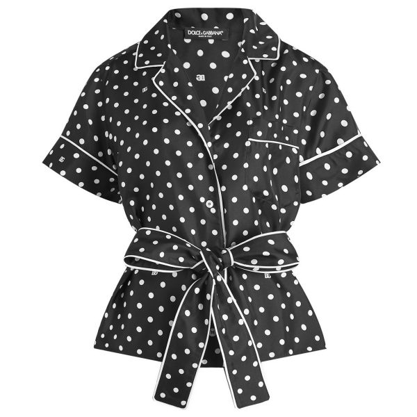 Dolce & Gabbana Twill Wrap Top in Polka Dot