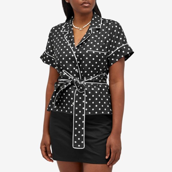 Dolce & Gabbana Twill Wrap Top in Polka Dot