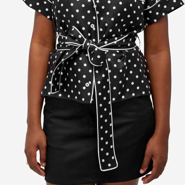 Dolce & Gabbana Twill Wrap Top in Polka Dot