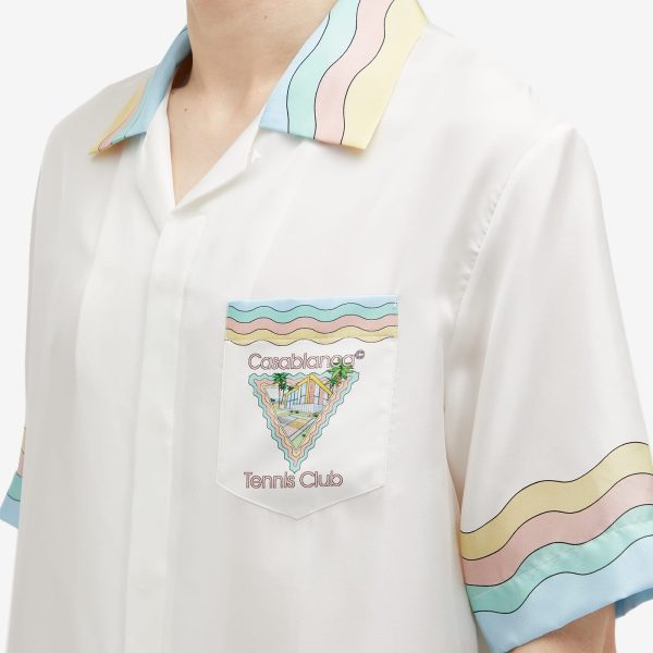 Casablanca Tennis Club Icon Short Sleeve Silk Shirt