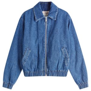 AMI Paris Zipped Denim Bomber Jacket