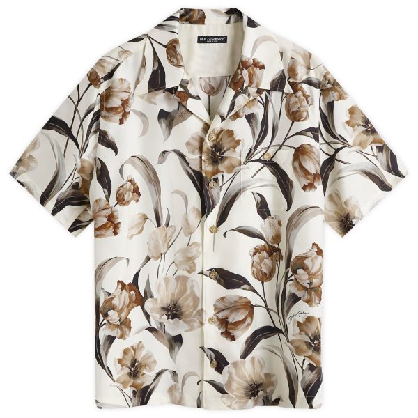 Dolce & Gabbana Flower Print Silk Vacation Shirt