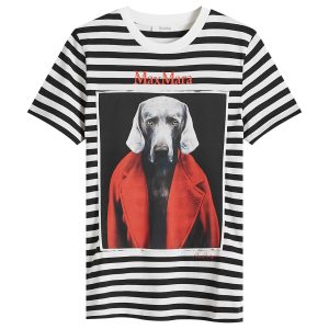 Max Mara Striped T-shirt with Dog Print