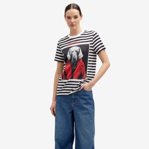 Max Mara Striped T-shirt with Dog Print