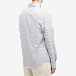 AMI Paris Heart Striped Button Down Oxford Shirt