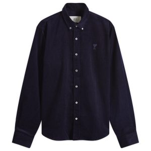 AMI Paris Corduroy Tonal Heart Button Down Shirt