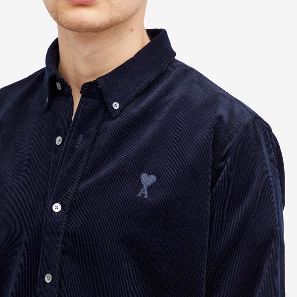 AMI Paris Corduroy Tonal Heart Button Down Shirt