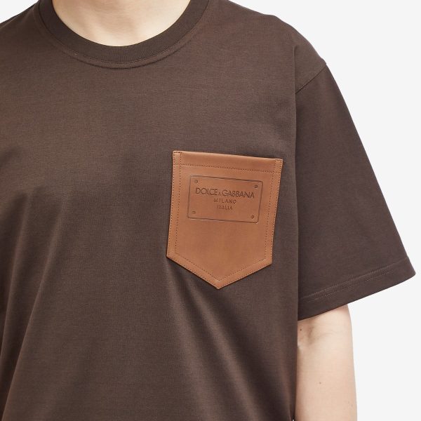 Dolce & Gabbana Leather Pocket T-Shirt