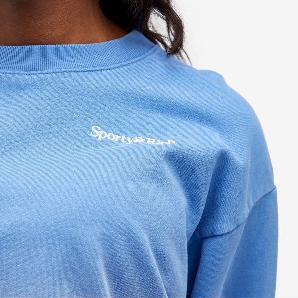 Sporty & Rich Serif Logo Embroidered Cropped Sweatshirt