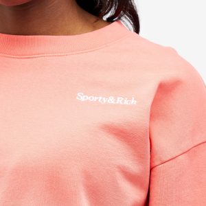 Sporty & Rich Serif Logo Embroidered Cropped Sweatshirt