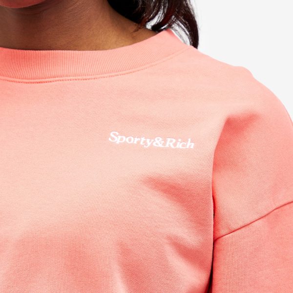 Sporty & Rich Serif Logo Embroidered Cropped Sweatshirt